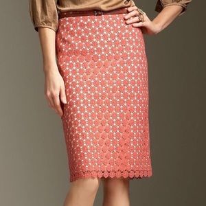 Talbots Orange Daisy Lace Skirt Sz 4